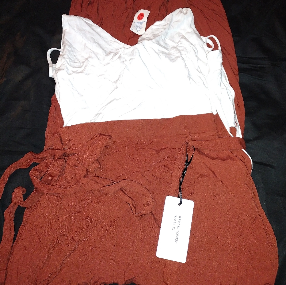Wide leg pants Romper Jumpsuit Brown